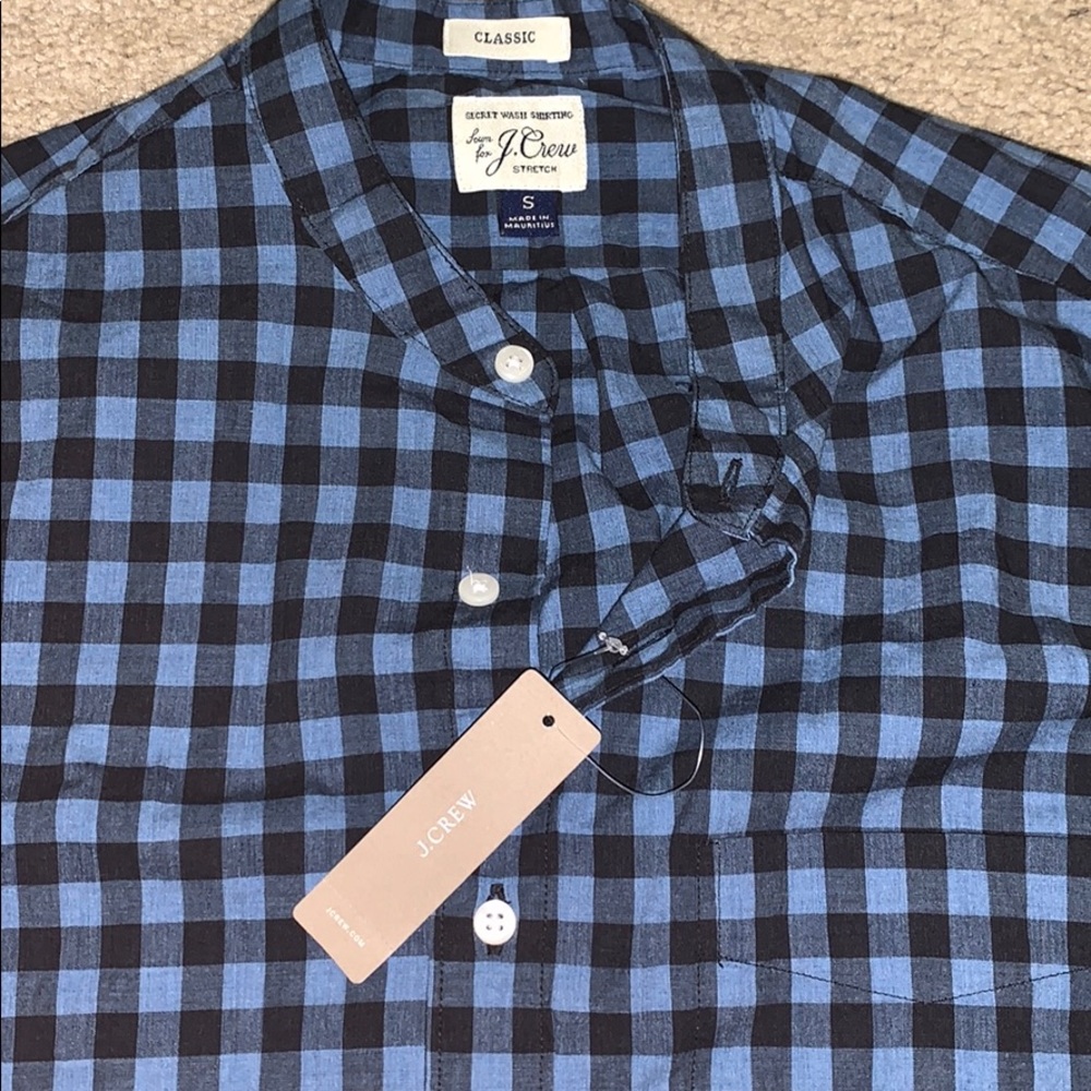 J crew classic fit black & blue block button down - Picture 3 of 4